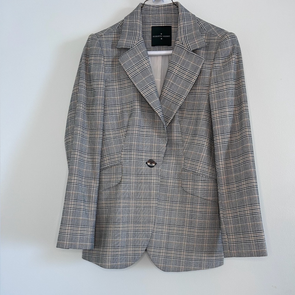 Women's Gray Plaid Blazer